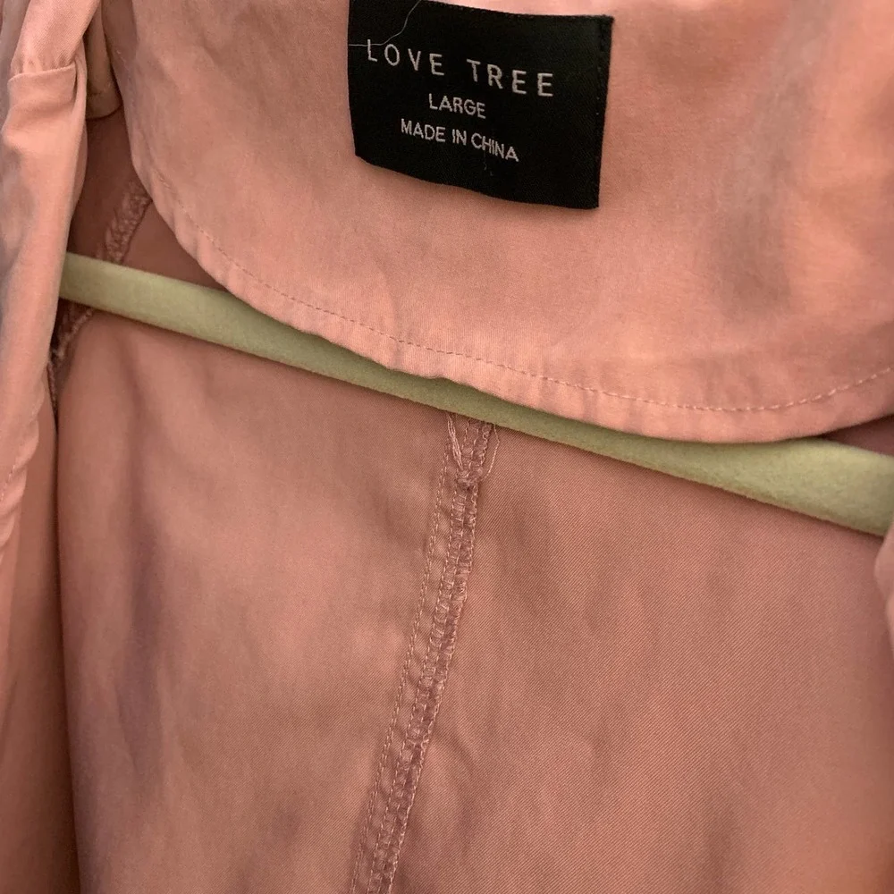 Love Tree Lightweight Trench Coat Blush Size Large - Picture 7 of 9